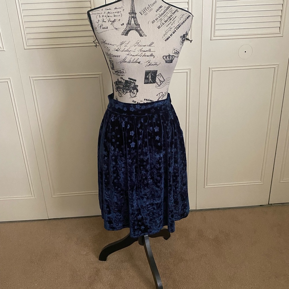 ModCloth  casual creativity skirt velvet navy star celestial